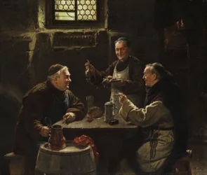 Tres monjes en la comida de vísperas